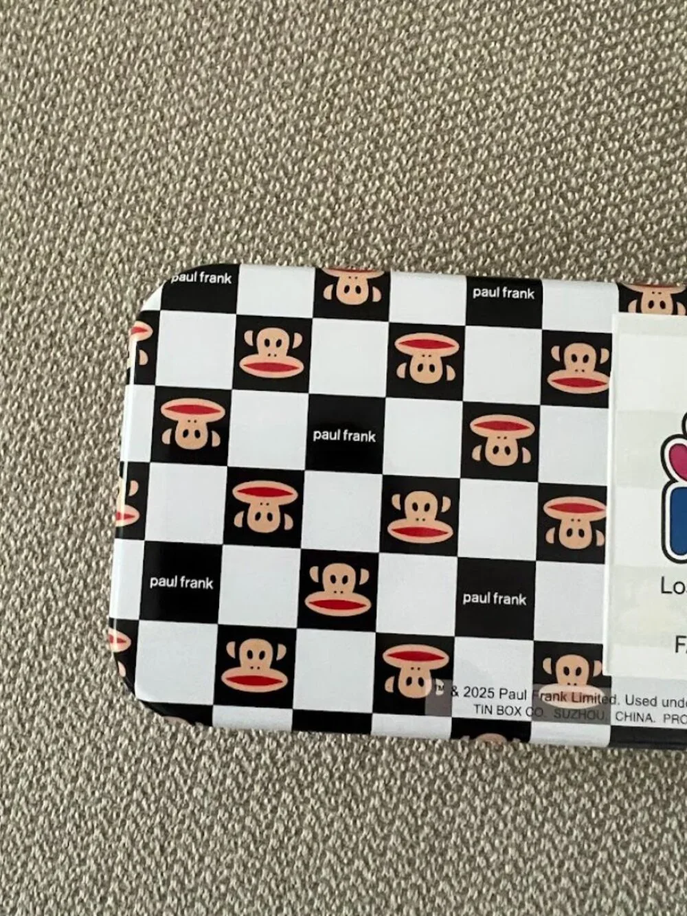 Paul Frank Red Black Checkered Monkey Metal Tin Pencil Case